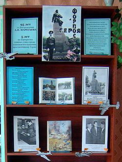 Выставка в библиотеке посвященная юбилею А.П.Маресьева